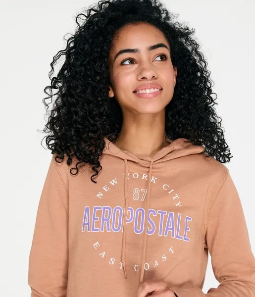 Пуловер с капюшоном и логотипом Aeropostale, оранжевый