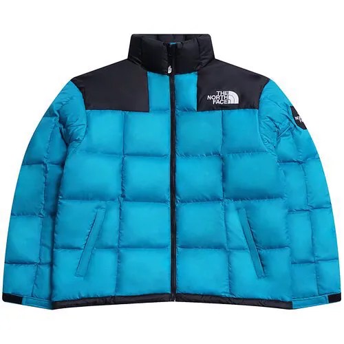 Пуховик The North Face, размер XS, черный, голубой