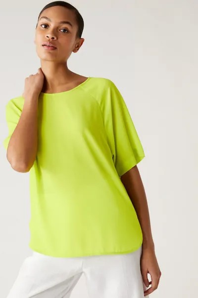 Блуза с овальным вырезом и рукавами реглан Marks & Spencer, зеленый