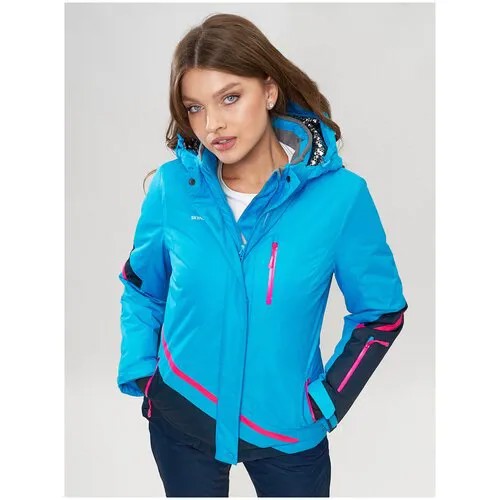 Куртка MTFORCE, средней длины, силуэт прямой, снегозащитная юбка, карманы, манжеты, капюшон, ветрозащитная, размер S, синий