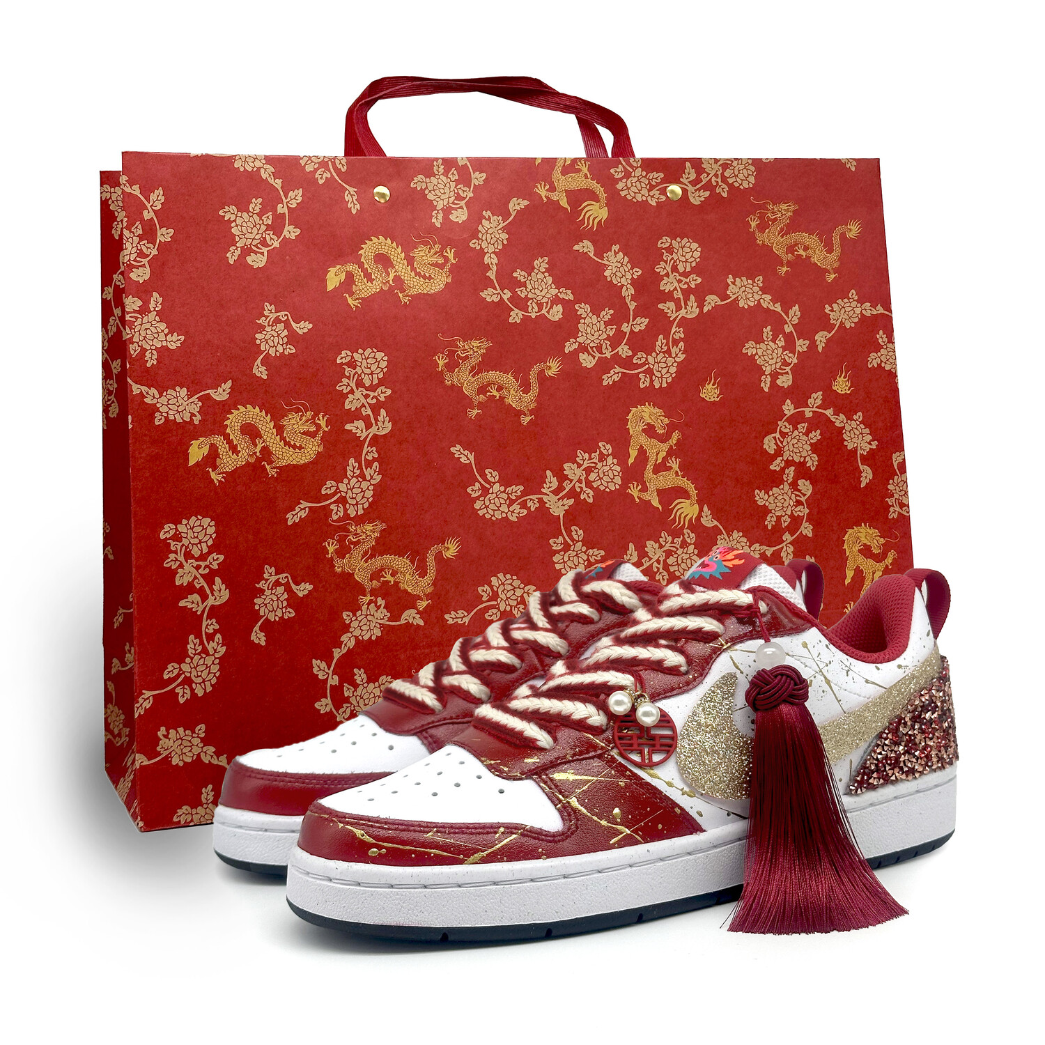Кроссовки Nike Court Borough 2 Skateboarding Shoes Women's Low-top Golden, Red, White, красный