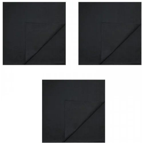Банданы однотонные одноцветные, цвет черный, 55 х 55 см (Набор 3 шт.)