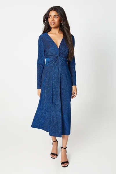 Платье миди из джерси с блестками Petite Wallis, синий