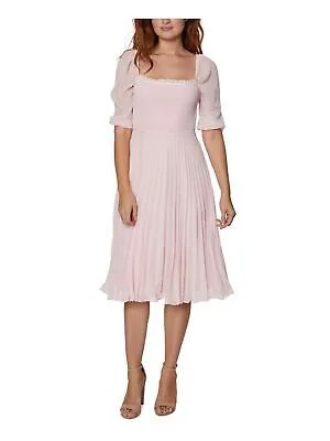 BCBGENERATION Женское розовое шифоновое платье-пуф с рукавами ниже колена + расклешенное платье 2