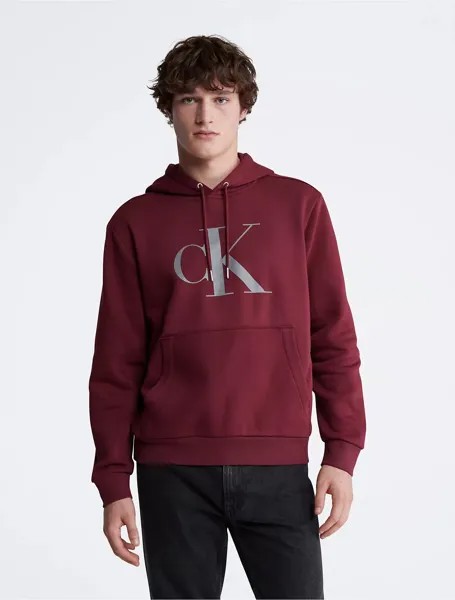 Толстовка Calvin Klein Monogram Logo Fleece, бордовый