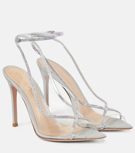 Декорированные сандалии Crystelle 105 из ПВХ Gianvito Rossi, серебряный