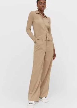 Stradivarius Плиссированная Рубашка Цвет Камня M