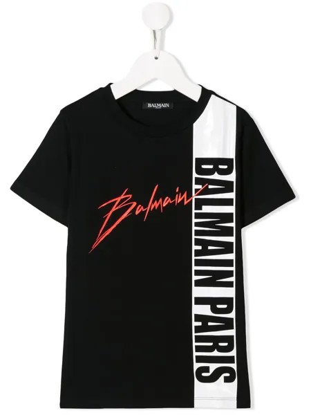 Balmain Kids футболка с контрастным логотипом