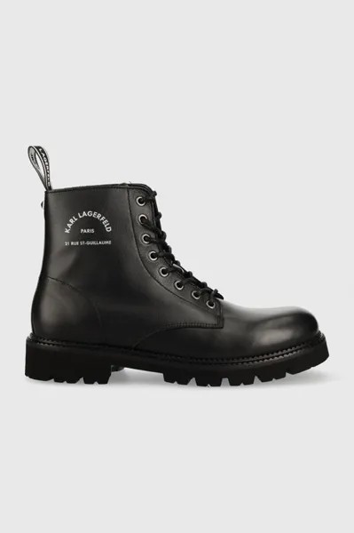 TROUPE МУЖСКИЕ кожаные байкерские ботинки Karl Lagerfeld, черный