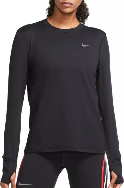 Женский пуловер с круглым вырезом Nike Element Running, рубашка с длинными рукавами, черный