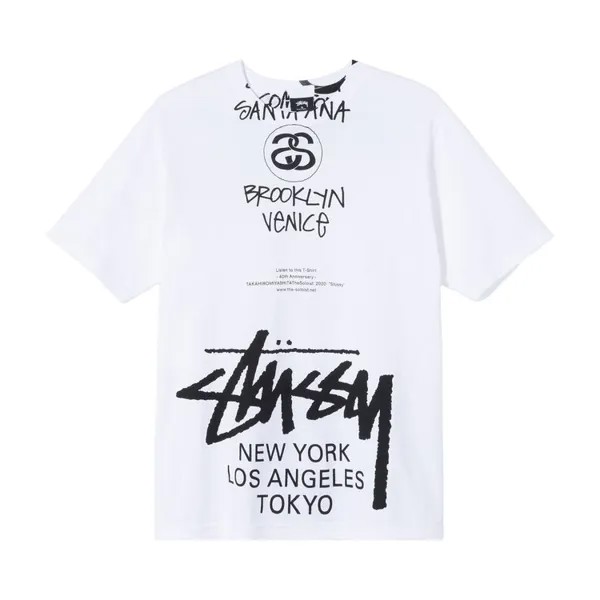 Футболка Stussy x Takahiro Miyashita The Soloist World Tour Collection T-Shirt 'White', белый