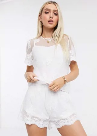 Белый пижамный комплект из кружева Missguided