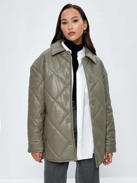 Кожаная куртка женская ZARINA 3122400100 зеленая L