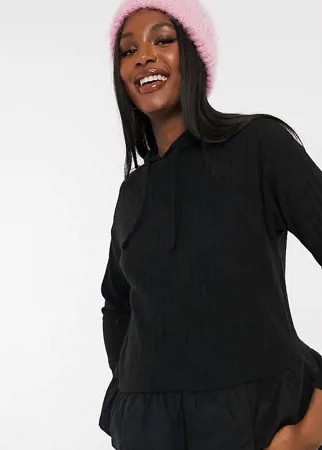 Черный трикотажный худи с отделкой из хлопка New Look Maternity