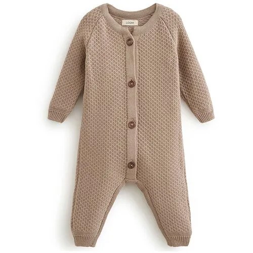 Комбинезон Loomknits Базовая коллекция, закрытая стопа, размер 80, капучино