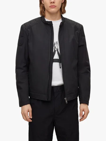Байкерская куртка на молнии с утепленными плечами BOSS Ocasey, черная