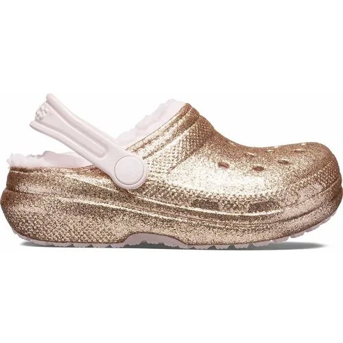 Сабо Crocs CLASSIC LINED GLITTER CLOG, размер 31/32 RU, золотой, розовый