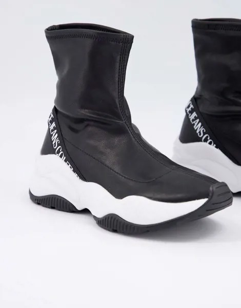 Черные кроссовки-носки с покрытием Versace Jeans Couture-Черный