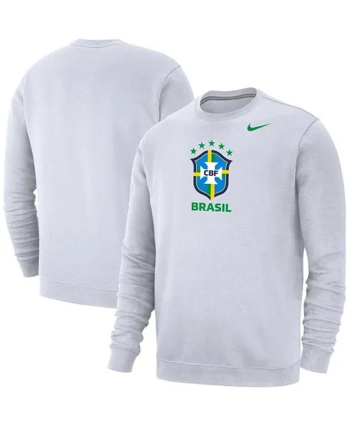 Мужской белый флисовый пуловер сборной Бразилии, свитшот Nike