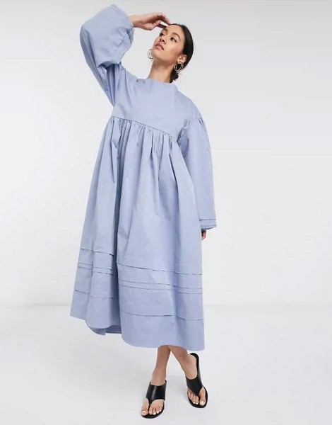 Oversized-платье с открытой спиной и завязкой Ghospell-Синий