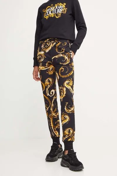 Хлопковые спортивные штаны Versace Jeans Couture, черный