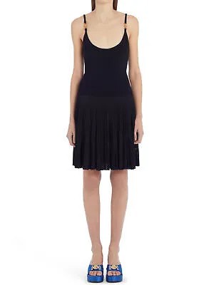 VERSACE Женское черное платье-футляр без рукавов в рубчик с вырезом выше колена 42