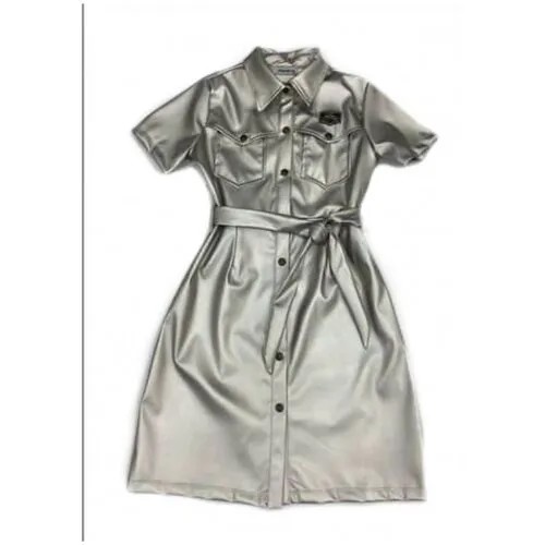 Платье, комплект, размер 158, серебряный