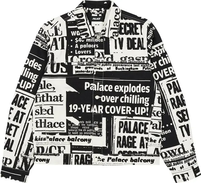 Куртка Palace Tabloid Denim Jacket 'Black', разноцветный