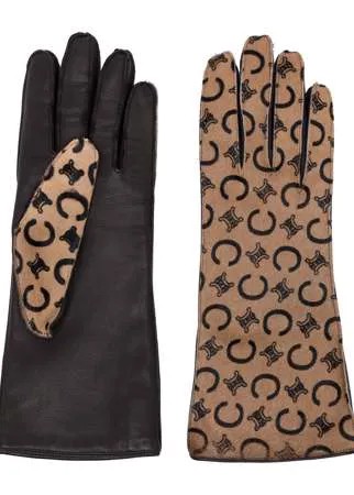 Céline Pre-Owned перчатки pre-owned с узором Macadam и логотипом