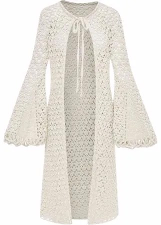 Oscar de la Renta длинный кардиган в технике кроше