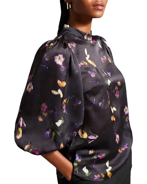 Топ Niycole с объемными рукавами и воротником-стойкой Ted Baker, цвет Black