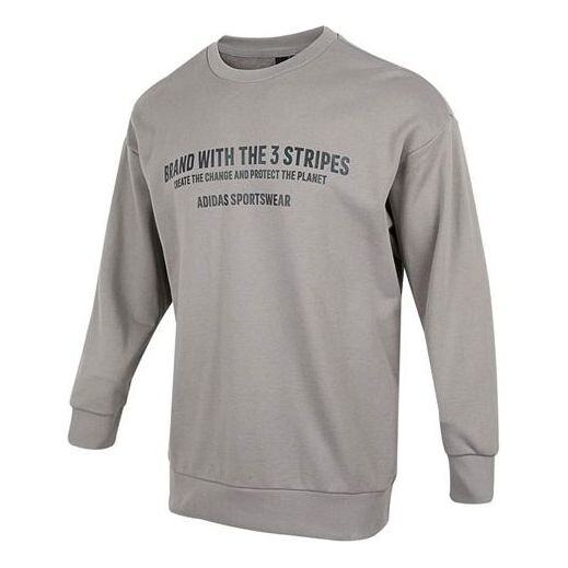 Толстовка Men's adidas Alphabet Printing Pattern Round Neck Pullover Long Sleeves Light Grey, серый