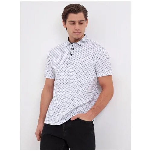 Поло мужское GREG G144-PP124-UT03 (белый.принт), Прямой силуэт / Сlassic fit, цвет Белый, размер 50