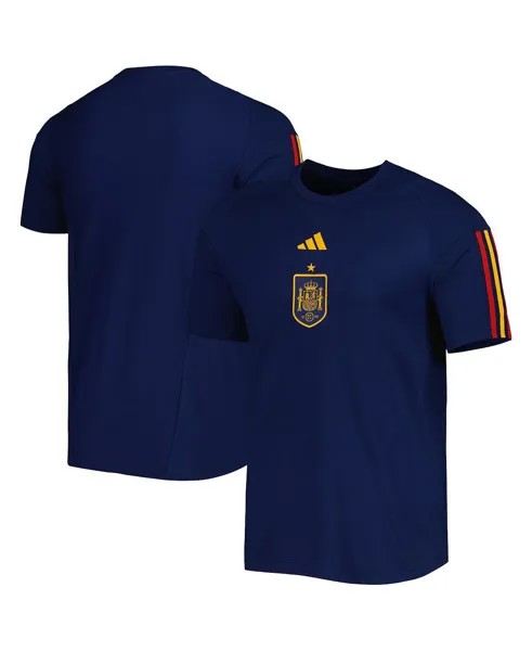 Мужская темно-синяя футболка сборной испании по реглану для путешествий adidas, синий