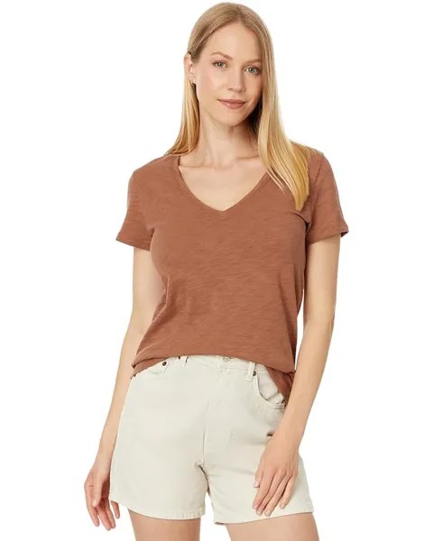 Футболка Lilla P V-Neck Back Seam Tee, цвет Burnt Sienna