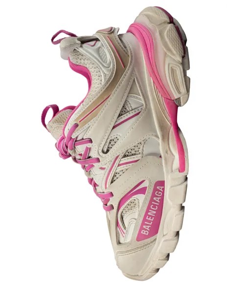 Белые кроссовки Track с розовыми деталями