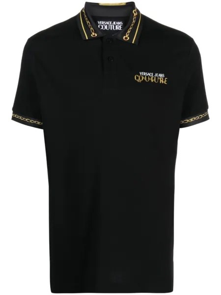Versace Jeans Couture рубашка поло с принтом, черный