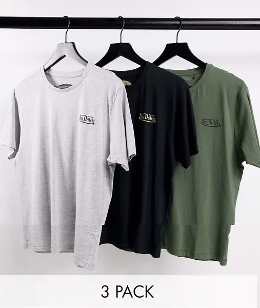 Комплект из 3 футболок для дома цвета хаки Von Dutch-Зеленый цвет