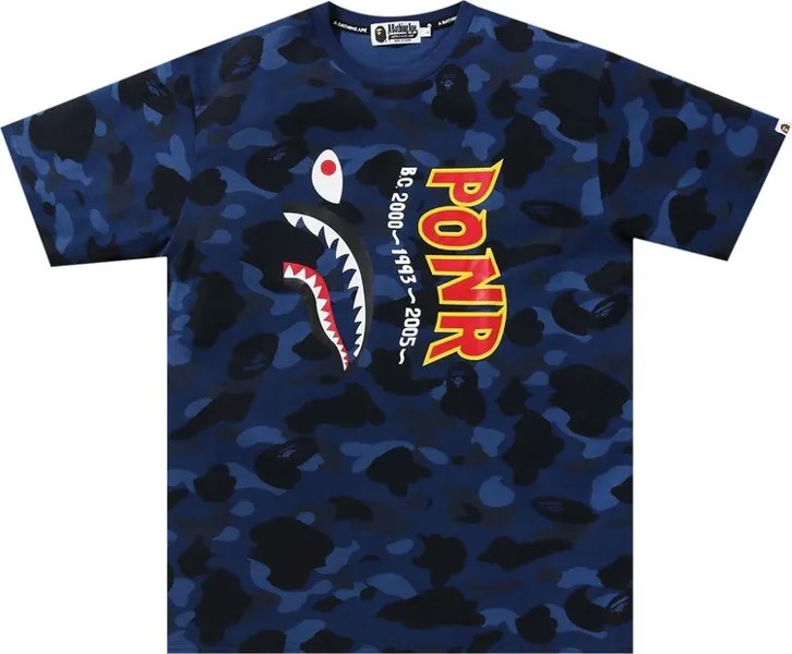 Футболка BAPE Color Camo Shark Wide Tee 'Navy', синий