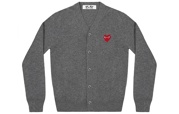 Свитер CDG Play Red Heart Knit, серый