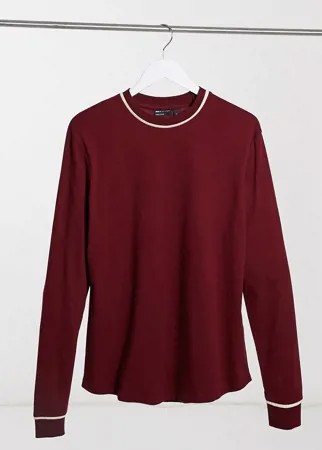Бордовый лонгслив с декоративной окантовкой в строгом стиле ASOS DESIGN-Мульти