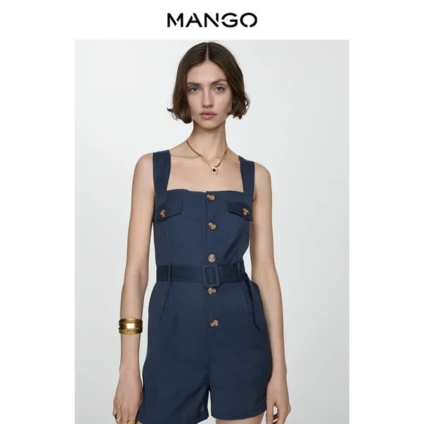 Женский комбинезон Mango с пряжкой, темно-синий