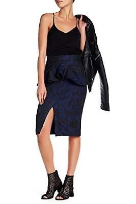 Жаккардовая юбка-карандаш с баской Kendall - Kylie, черная, мульти-средняя