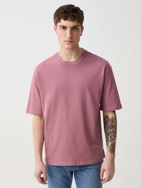 Однотонная хлопковая футболка Ovs, цвет dark pink