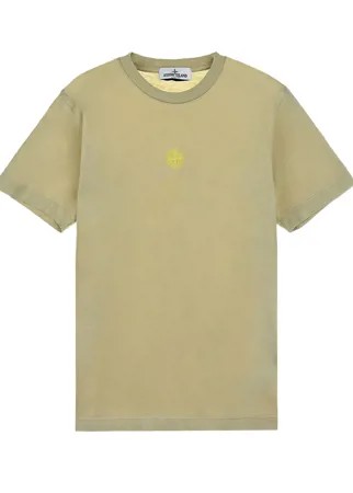 Бежевая футболка с логотипом Stone Island детская
