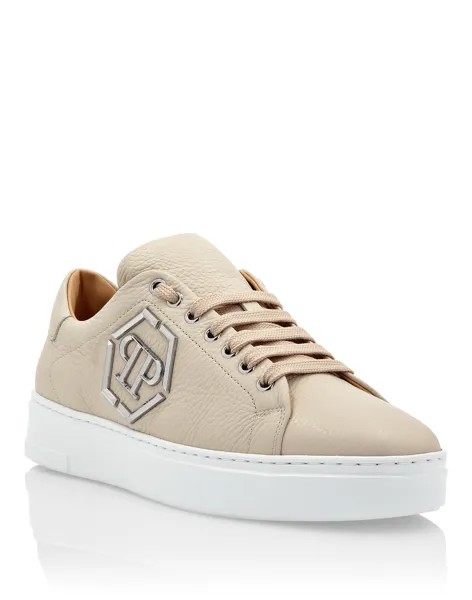 Кожаные низкие кеды Hexagon Philipp Plein, бежевый