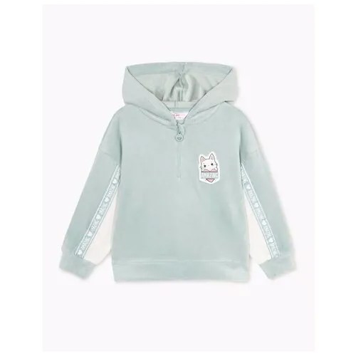 Розовое велюровое худи oversize с молнией для девочки Gloria Jeans, размер 12-18мес/86