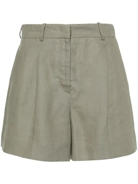 Kiton льняные шорты со складками, зеленый