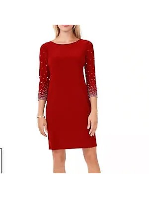 MSK Женское красное коктейльное платье-футляр с рукавом 3/4 и вырезом лодочкой выше колена M