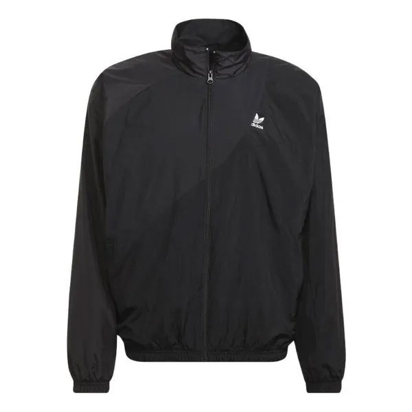Куртка Adidas originals Solid Color Printing Long Sleeves Stand Collar Sports Black Jacket, Черный